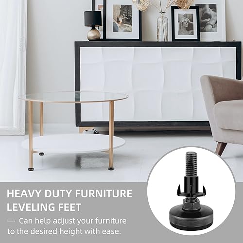 Miniatura 2 de Niveladores de patas resistentes de 38 pulgadas a 16 hilos, 6 pies de nivelación ajustables, niveladores de muebles atornillados con insertos