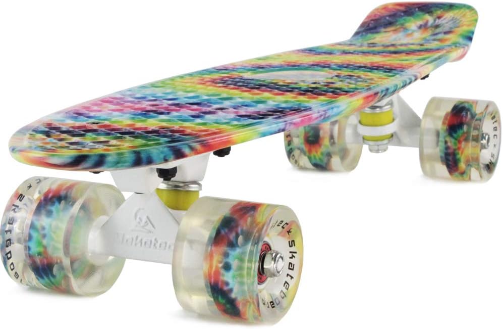 Skateboards Complete 22 Inch Mini Cruiser Retro Skateboard for Kids Boys Youths Beginners