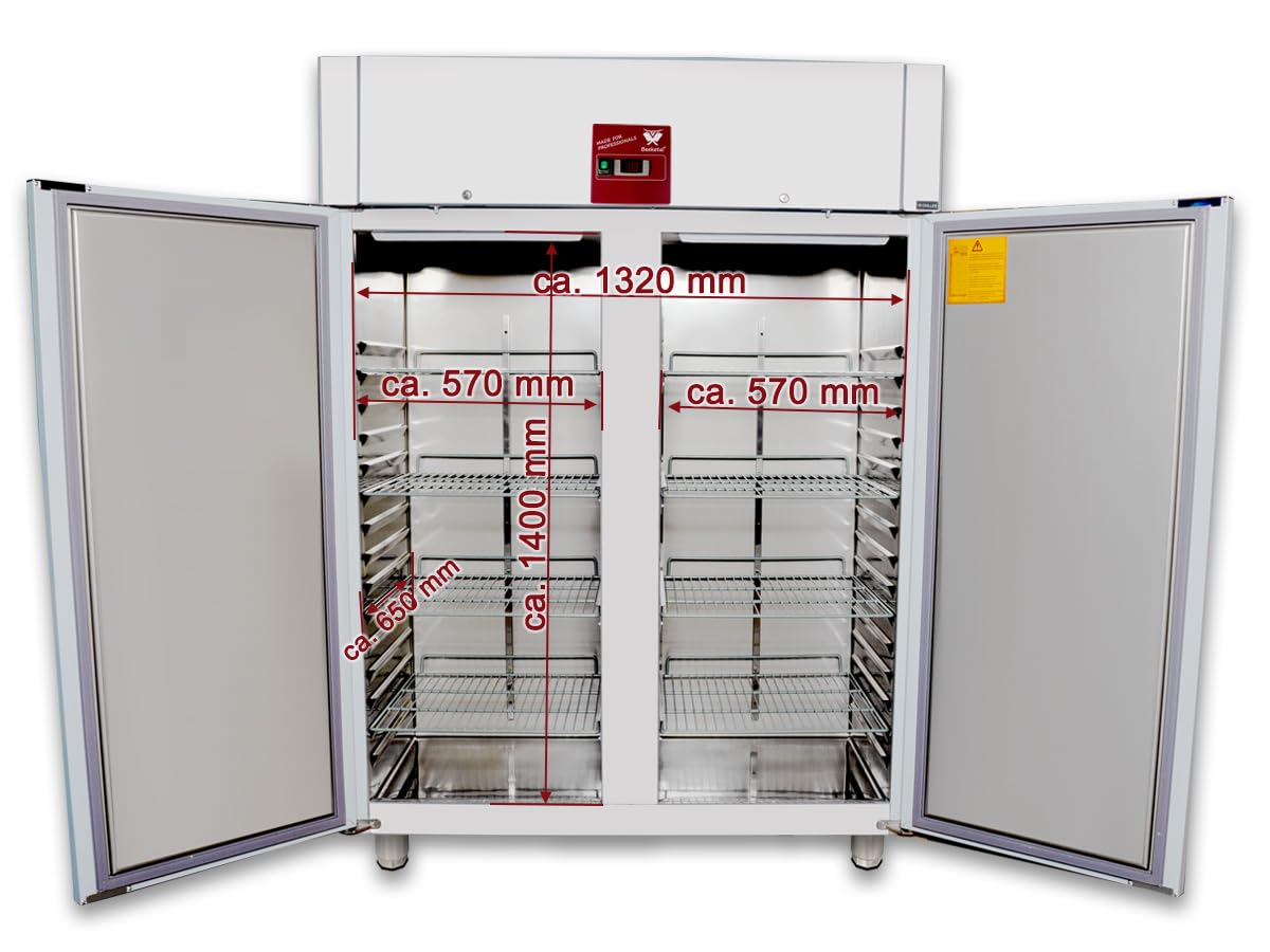 Beeketal Gastro Edelstahl Kühlschrank KS-1230B – 2-türiger Gewerbekühlschrank 978L mit Umluftkühlung, Digitale Steuerung, Energieklasse C, Profi Gastronomie Kühlschrank vollständig montiert