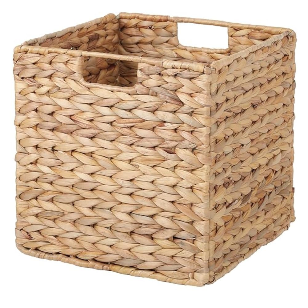 CTRLZS 1 Pcs Storage Basket, Water Hyacinth Hand-Knitting Storage Baskets, Convenient Square Wicker Baskets Cube Storage Bins