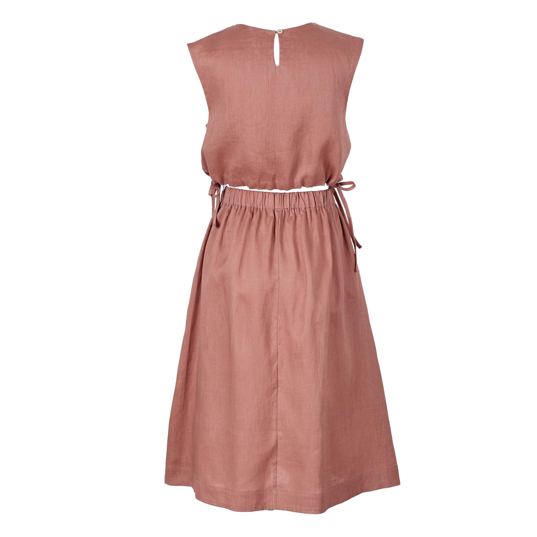 Amazhiyu Abito da donna in 100% lino, due pezzi, top corto e gonna midi con tasca