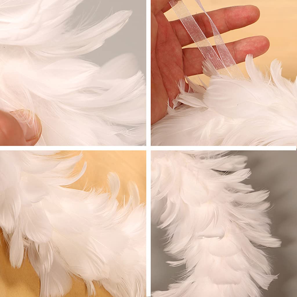 Couronne De Plumes Blanches 30cm - Décoration Noël, Mariage, Fête Et Photo