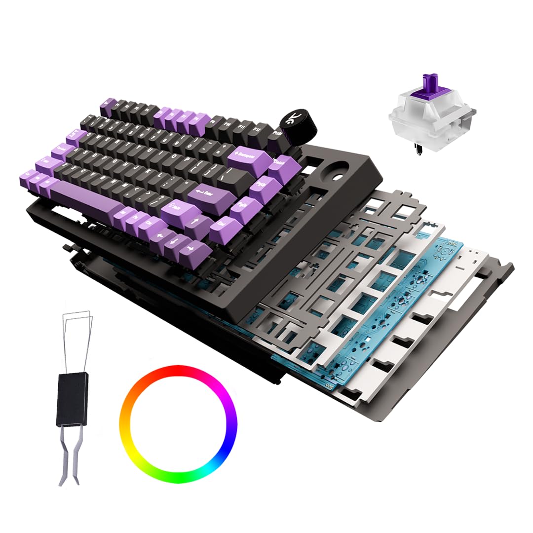 Kreo Swarm 75% Wireless Mechanical Keyboard with Milky Purple Pre-lubed Switches, Wireless Gaming Keyboard with 5-pin Hot Swap PCB and 3 Layers Sound Absorption (Black Purple, GTMX Sense Switches) (B0D83MXN8X) Amazon Price History, Amazon Price Tracker