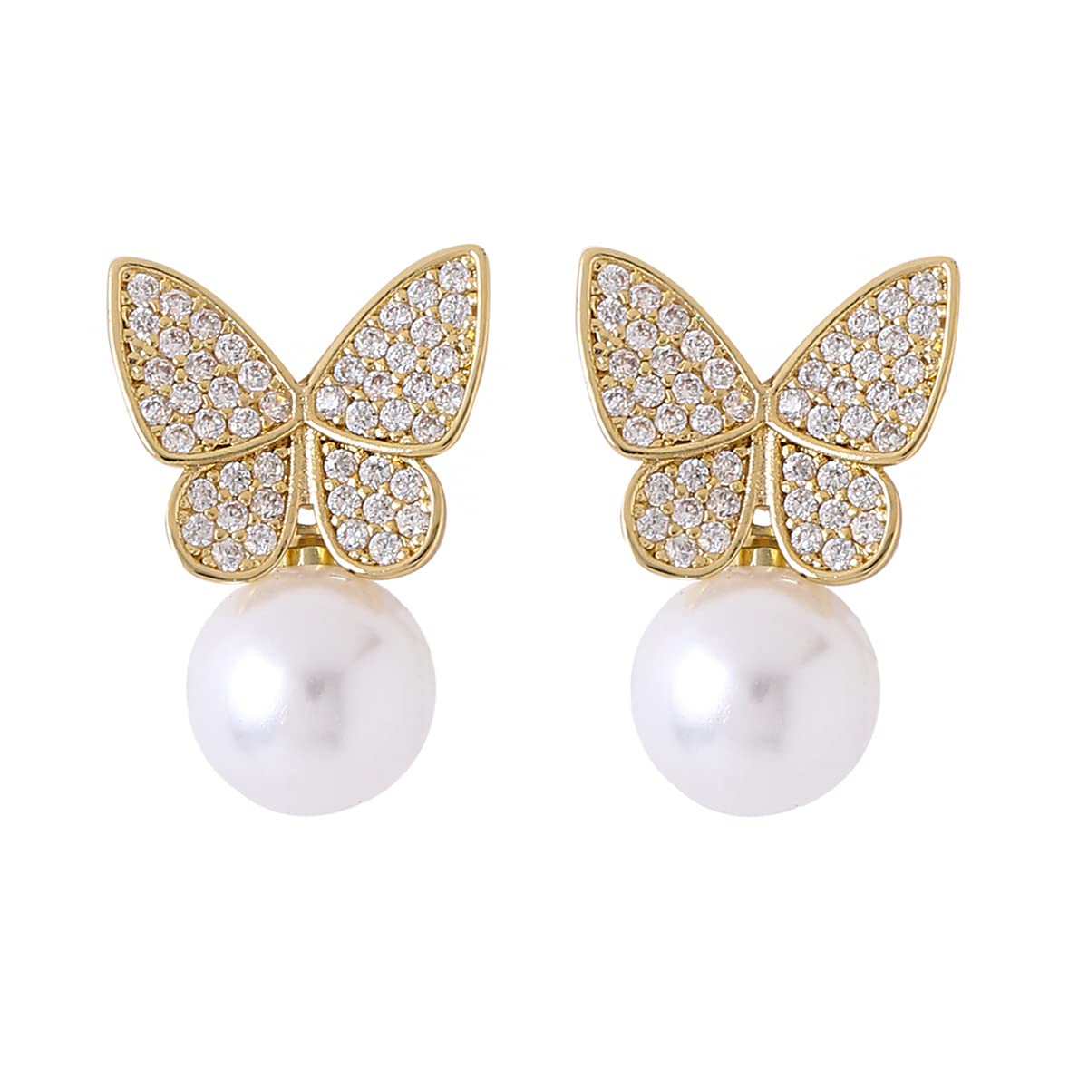 Yellow Chimes Earrings For Women Gold Tone Crystal Studded Butterfly Designed Studs Pearl Hanging Drop Earrings For Women and Girls (B0B8DHMFMK) Amazon Price History, Amazon Price Tracker