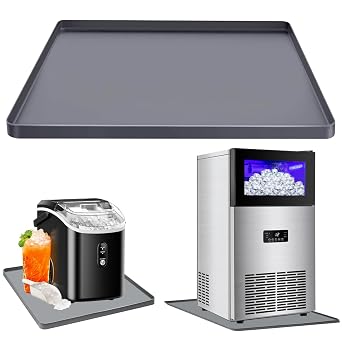 Ice Maker Mat Ice Machine Silicone Mat, Table Mats for Countertop Ice Maker with Raised Edge, Small Ice Makers Drip Pan Mini Ice MakersTray, Floor Protector Non-Slip Waterproof Tray, 23.6x19.7
