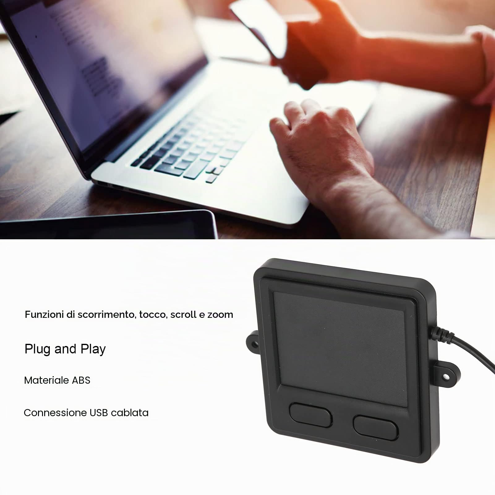 Touchpad USB Cablato, Tastiera Industriale con Touchpad Trackpad Portatile per Utenti Laptop e Desktop, Touch Pad per Computer Multifunzione con 2 Tasti per Laptop da Ufficio