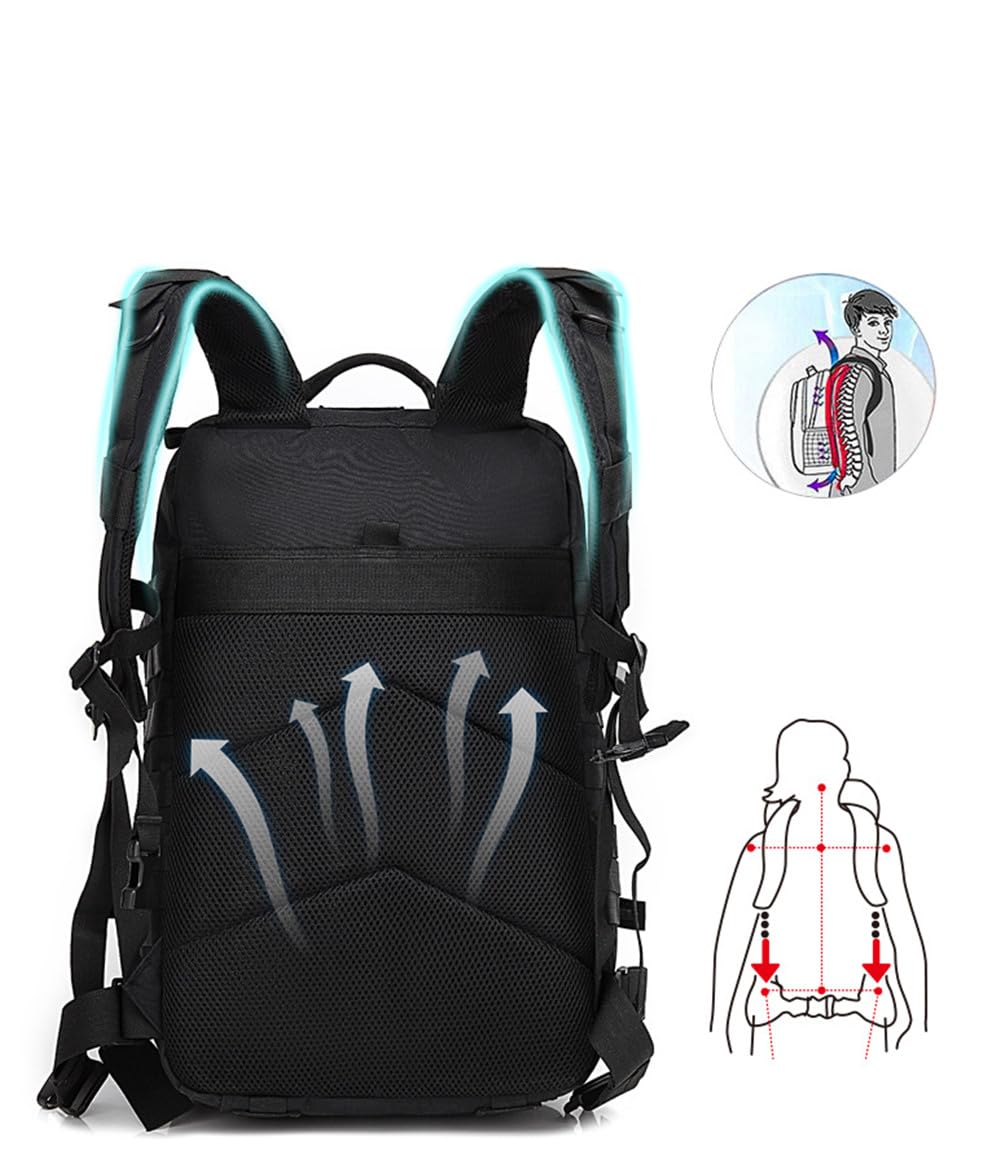 Smallrun Sacs à dos tactiques militaires 45L Sac à dos de l'armée Grande capacité Sac à dos crossfit Pliable Imperméable Sac à dos pour l'alpinisme, la randonnée, le camping, Vert/Camouflage, 45L