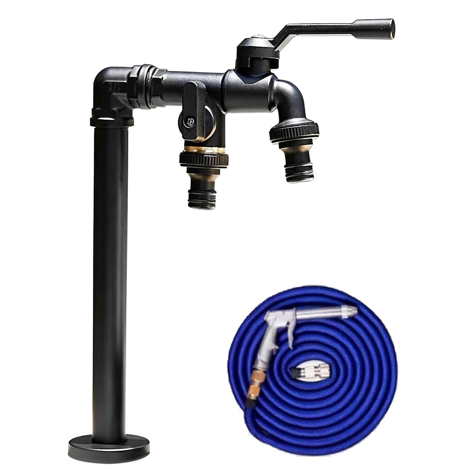 Garden Water Column Outdoor Faucet, Rustproof Freeze Proof Brass, 2 Outlets with Independent Switches, 1/2 in Connect(42cm/16.5in)