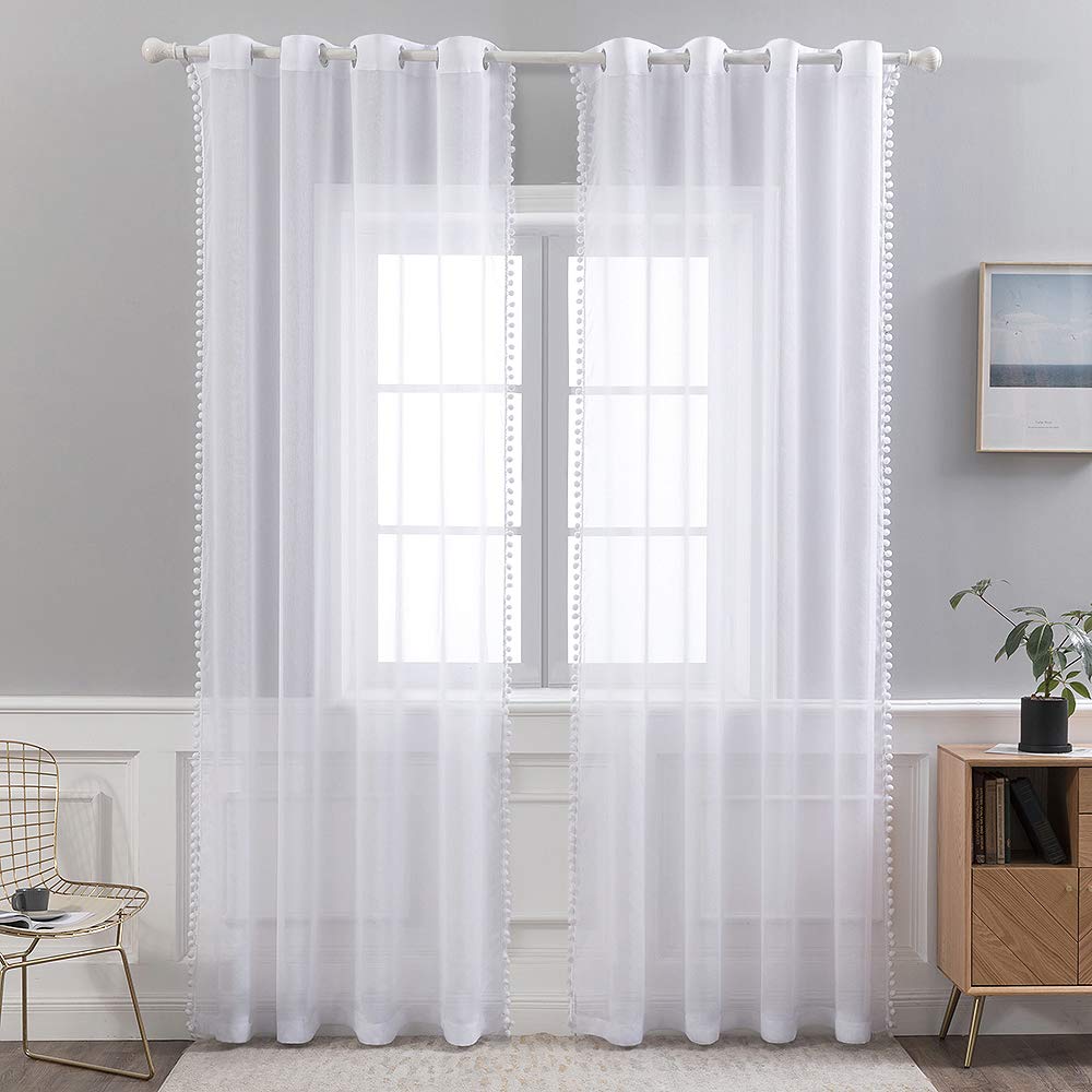WPM Durchsichtige Vorhänge 2 Paneele – 152x213 Cm, Voile-Stoff Mit Stangentasche Für Wohnzimmer & Schlafzimmer