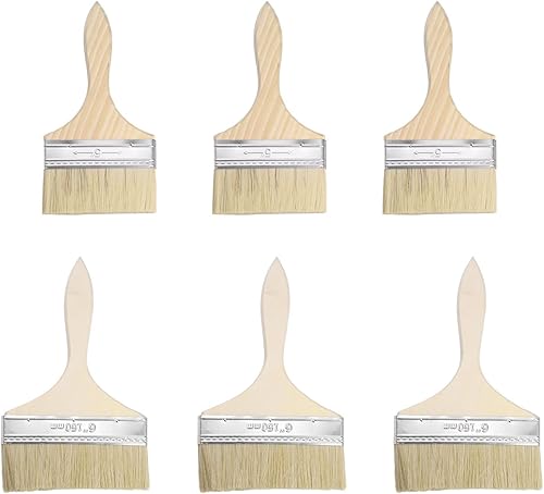 uxcell Brocha de pintura con virutas de 5 pulgadas y 6 pulgadas, cerdas sintéticas con mango de madera de 0.512 in de grosor para tratamiento de