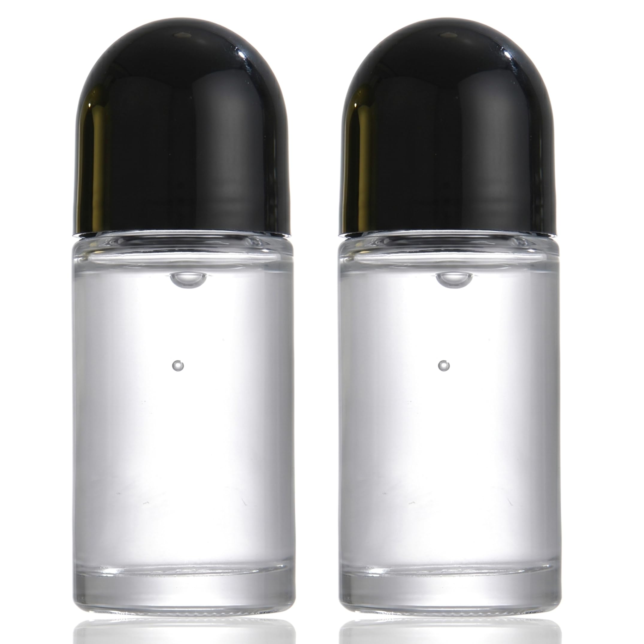 Ngbbby Roller Bottle, 2Pcs Empty Refillable Rollerball Containers, 50ml Empty Oil Roller Bottles, Refillable Glass Roll On Bottles, Black Cap