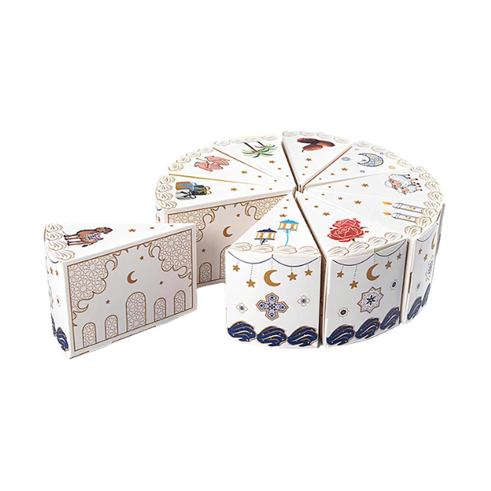 hogtnd 10Pcs Triangular Cake Shape Gift Wrapping Boxes Party Treat Holder Candy Storage Box for Wedding Birthday Celebration Celebratory Gift Packaging