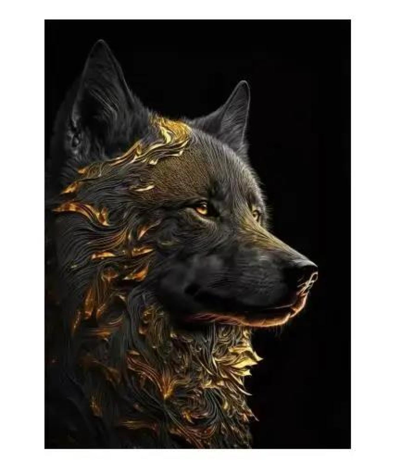 Yocheng Golden Wolf Gold Eagle Lion Poster And Prints Abstract Animal Art Canvas Painting Wall Art Picture For Living Room Home Decor 21x30cm No Frame