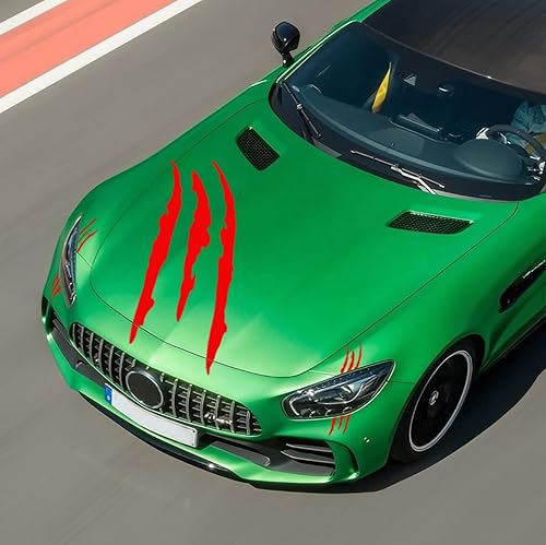 Miniatura 4 de 3 calcomanías de vinilo para coche, marcas de garra para hombres (rojo)