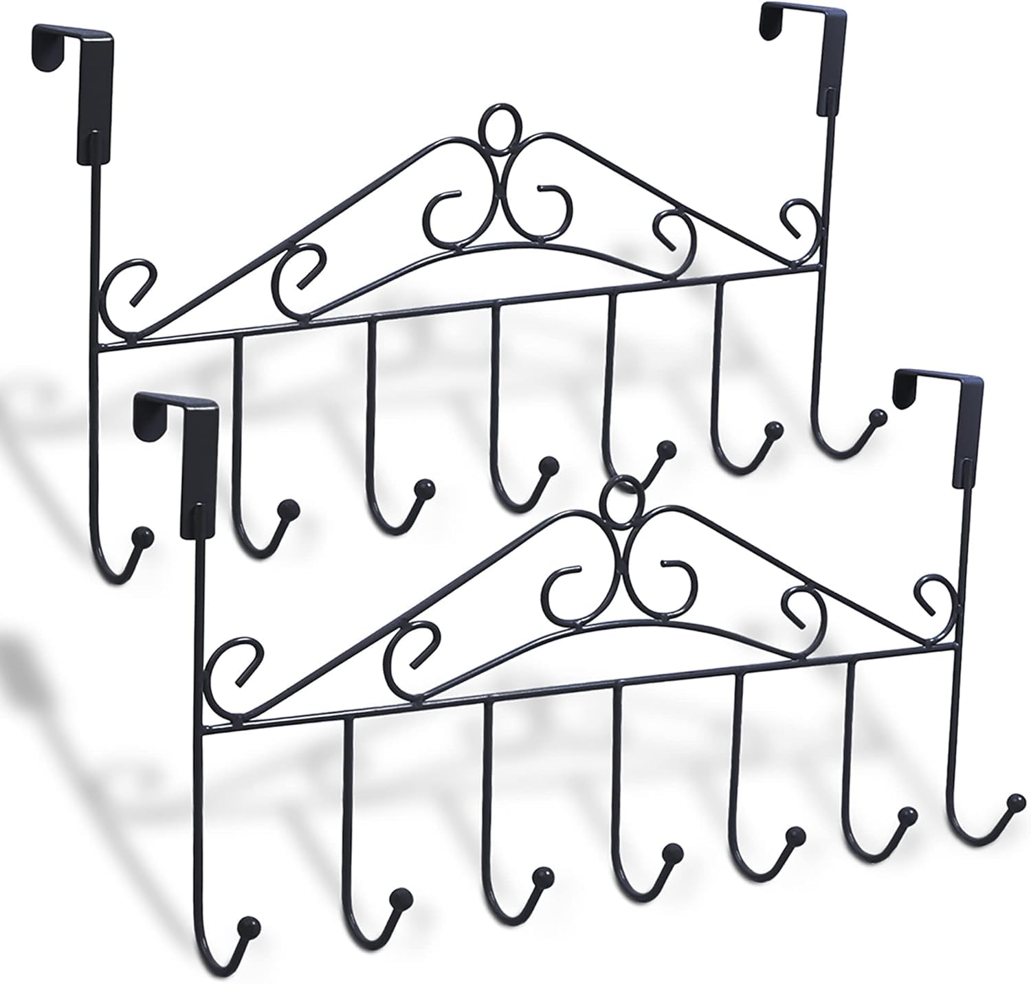 LAHIMO (2 Pcs Over The Door Hooks, Over The Door Hanger for Hanging Towels,Clothes, Belts, Hats, Coat Hanger Hooks, Anti-Rust Overdoor Organizer Rack with 7 Hooks for Home Hat Purse Robe (2 pcs-image-32