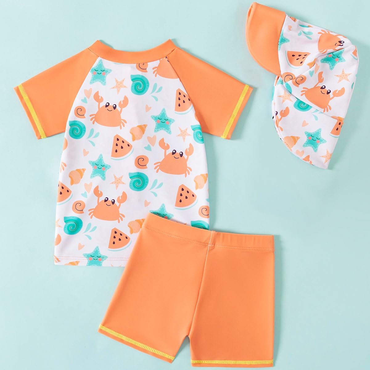 Baby Boy 3 Pieces Swimsuit Quick Dry Swim Trunks Set Toddler Rash Guard Sets Beach Hawaii Bathing Suits Swimwear with Sun Hat