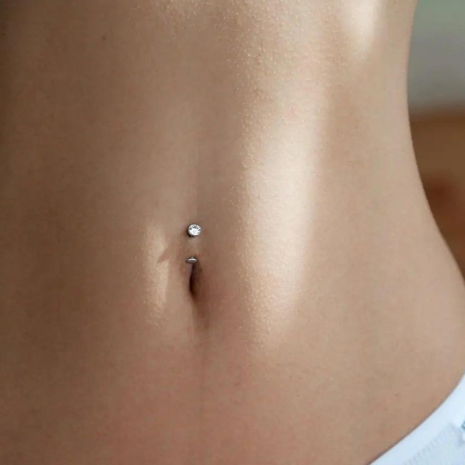 BodyBonita Upgraded Wearability Floating Belly Button Ring, G23 Titanium Internally Threaded Belly Button Piercing 14G, Curved Barbell Belly Rings, Pink Clear CZ Navel Rings with 10mm and 12mm Bar, Silver Gold Plated - Image 5