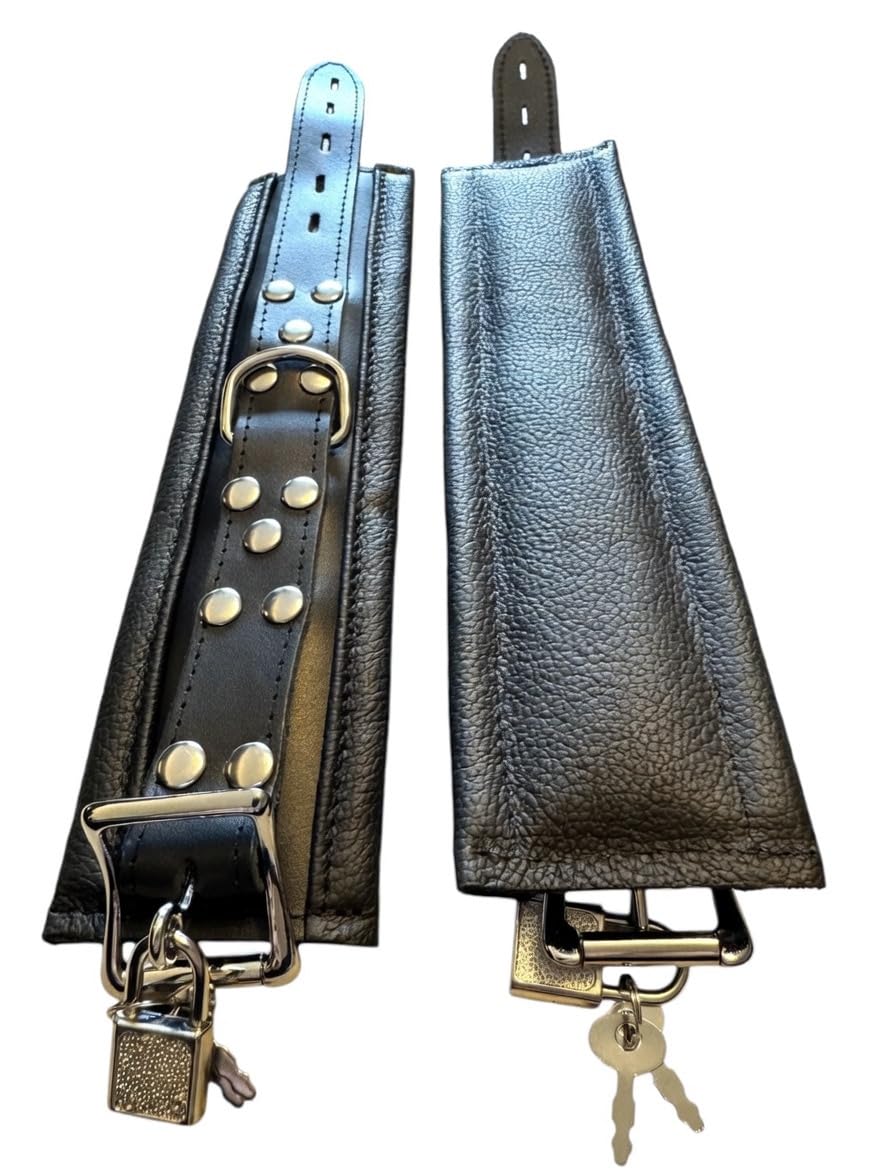 HQ Bondage BDSM Leder Handfesseln, Abschließbar, gepolstert, schwarz