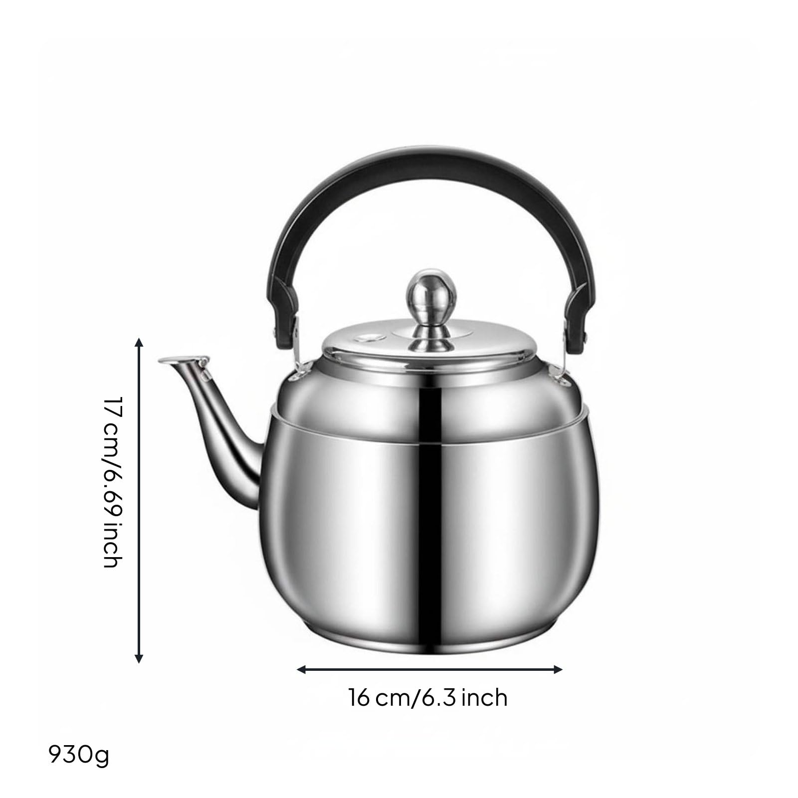 Bollitore in Acciaio Inox Bollitore Tè Bollitore Sibilante Pentola Acqua Caraffa Versamento con Base Multistrato per Induzione Gas Elettrico Ceramica, 5L, style to 2