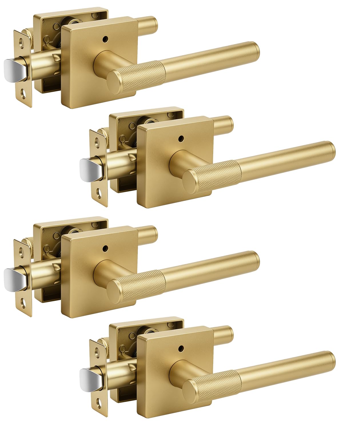 Golden Champagne Door Knobs - Modern Privacy Locks -14
