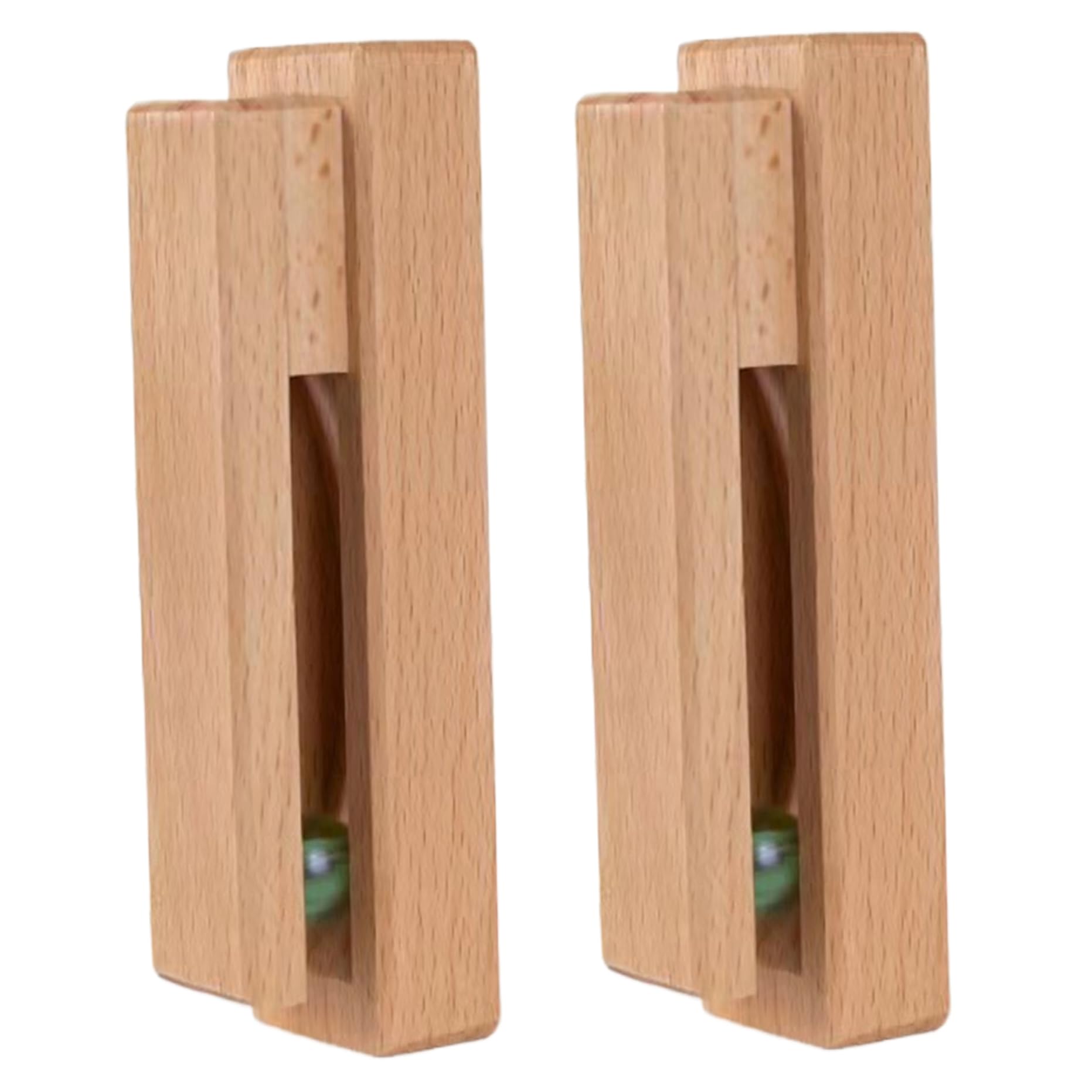 Faroby Towel Rack Wall Mounted 2PCS 5.1x1.8x3.2'' Beech Wood with Bead Grip Adhesive Hooks