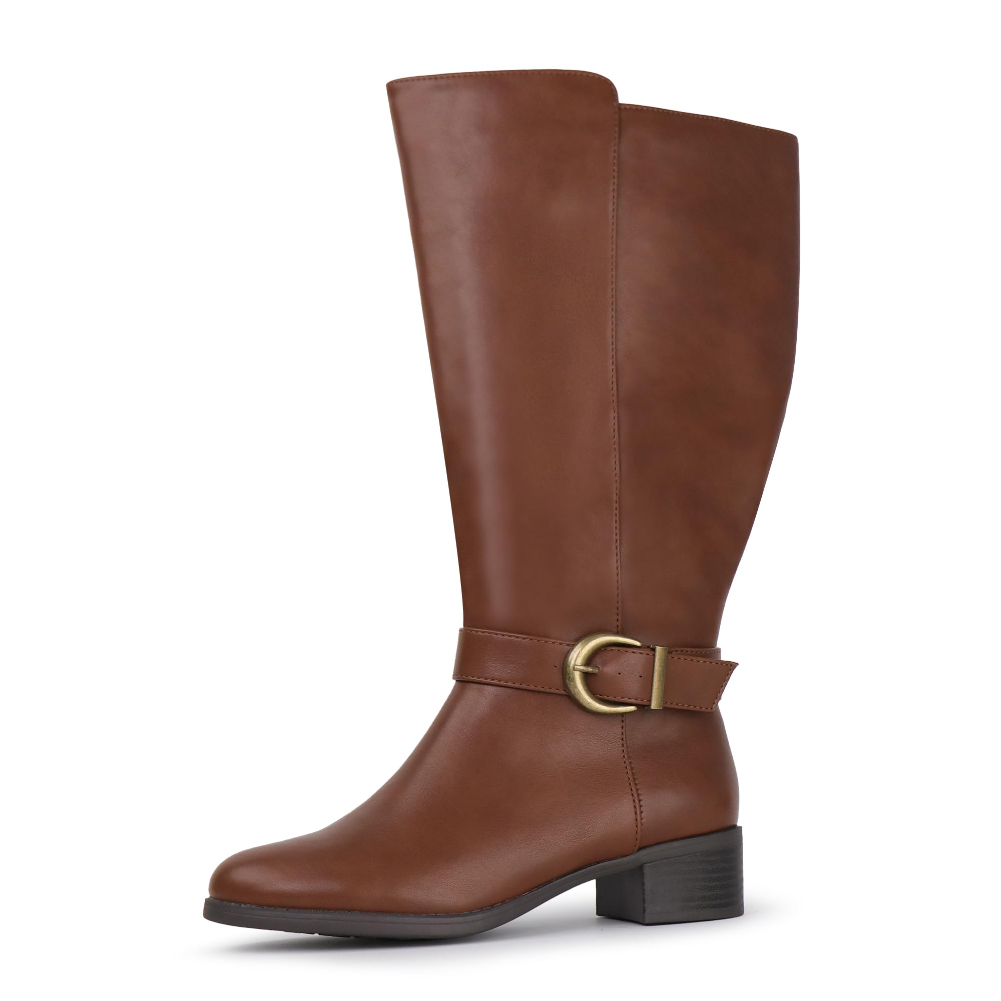 Hawkwell Bottes hautes pour femme avec fermeture extra large au mollet et et fermeture éclair latérale