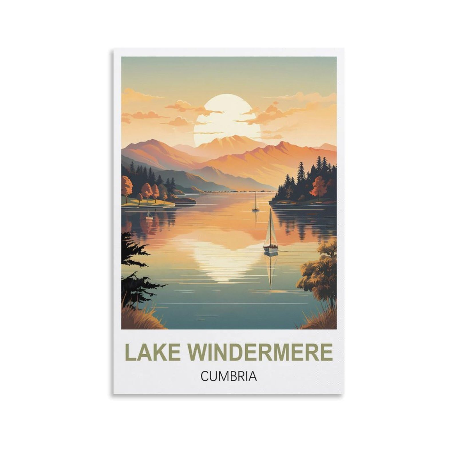 EZMLFA 5D Diamond Painting Kits,Lake Windermere Cumbria Diamond Art Kits Adults, Create Your Own Diamond Painting Full Drill Gifts for Home Decor 40x40cm
