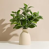 AmoreFlorals 16" Realistic Artificial Eucalyptus Potted Plant in Vase - Fake Greenery for Office Desk, Home Decor, Wedding Centerpieces