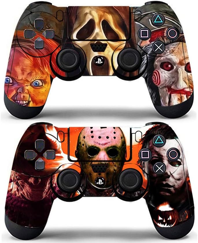 2 Pack PS4 Controller Skin PS4 Controller Cover PS4 Stickers PS4 Decal Controller Wrap Vinyl Sticker Horror Characters