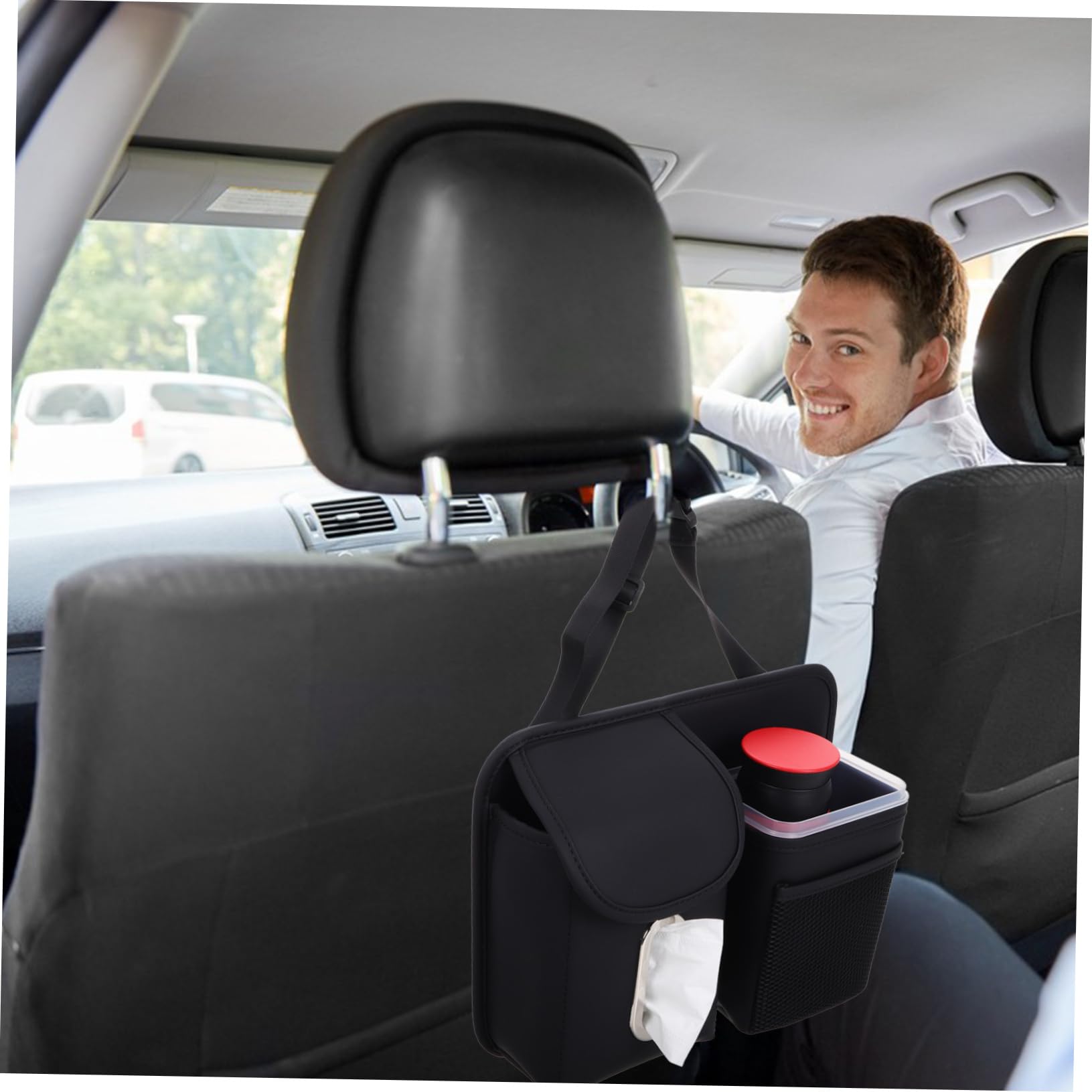 Organisateur Multifonctionnel De Siège Arrière Pour Voiture Avec Porte-mouchoirs Et Support De Gobelet De Rangement Pratique Pour Maintenir Votre Intérieur Automobile Propre Et