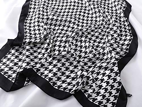 Gerinly Simple Houndstooth Print Neckerchief Soft Head Scarf For Sleep Classic Purse Scarf (Black) #TOP5