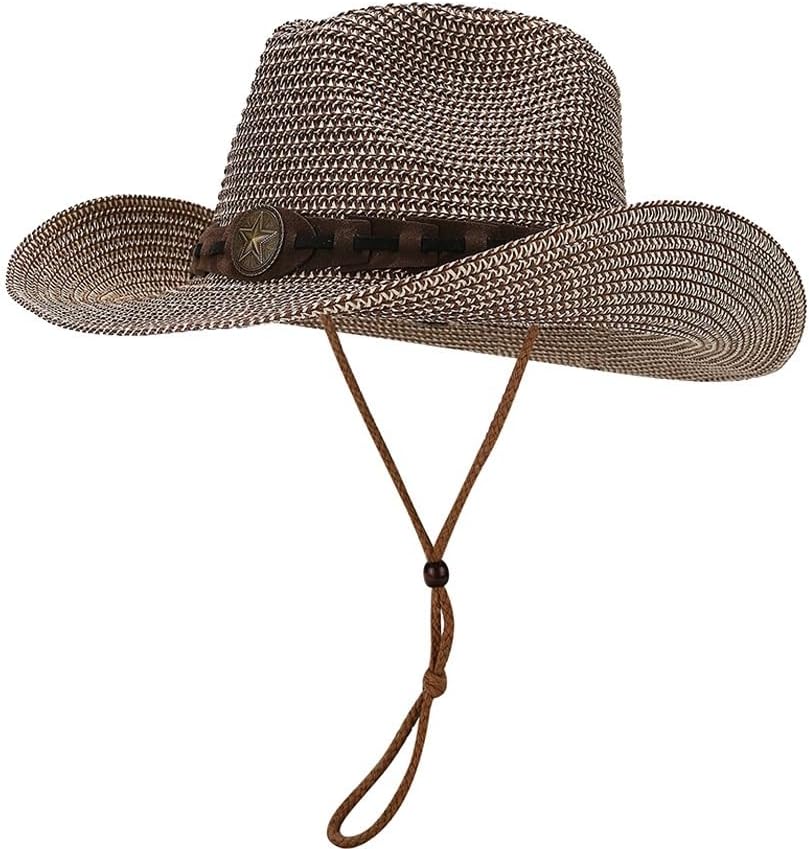 Western Straw Cowgirl Hat for Women Cowboy Hats for Men Wide Brim Sun Hat Summer Outdoor Breathable Cap Travel Beach Hat