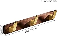 Vista 4 de NEWRAIN Wall Coat Racks with Hooks, Wall Mounted Coat Rack, Entryway Hanging Coat Rack, Metal Wood Coat Rack with 3 Hooks Rail for Coat, Scarf, Bag