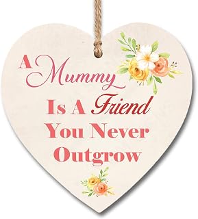 Heart Plaque Sign A Mummy Is A Friend Quote Plaque Present Gift Wooden Heart Hanging Plaques Signs Birthday Christmas Handmade Gift For Her H0750 (13cm x 13cm)