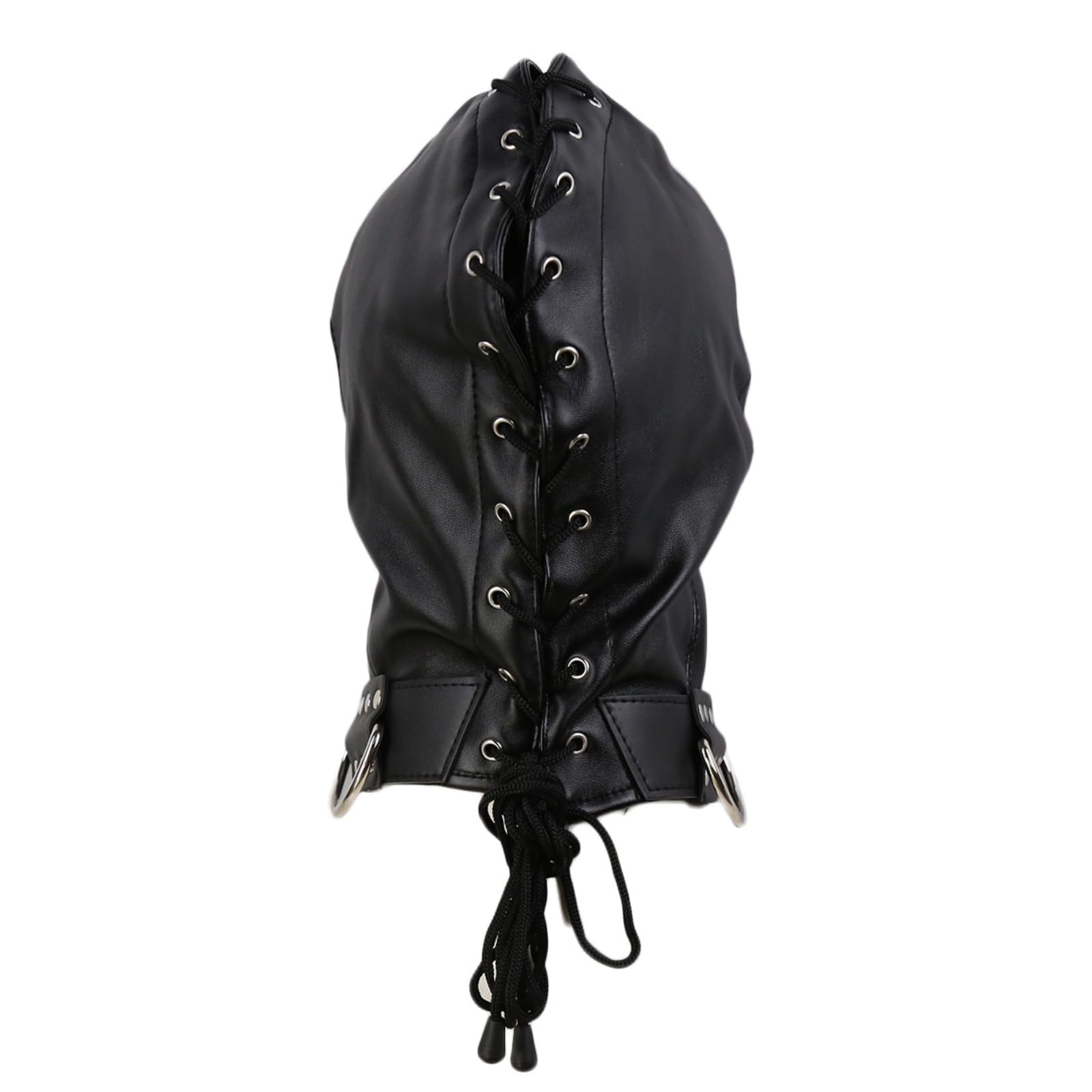 Hdynasty Black PU leather mask for men and women party rave night alternative role play mask headgear (B) - Image 2