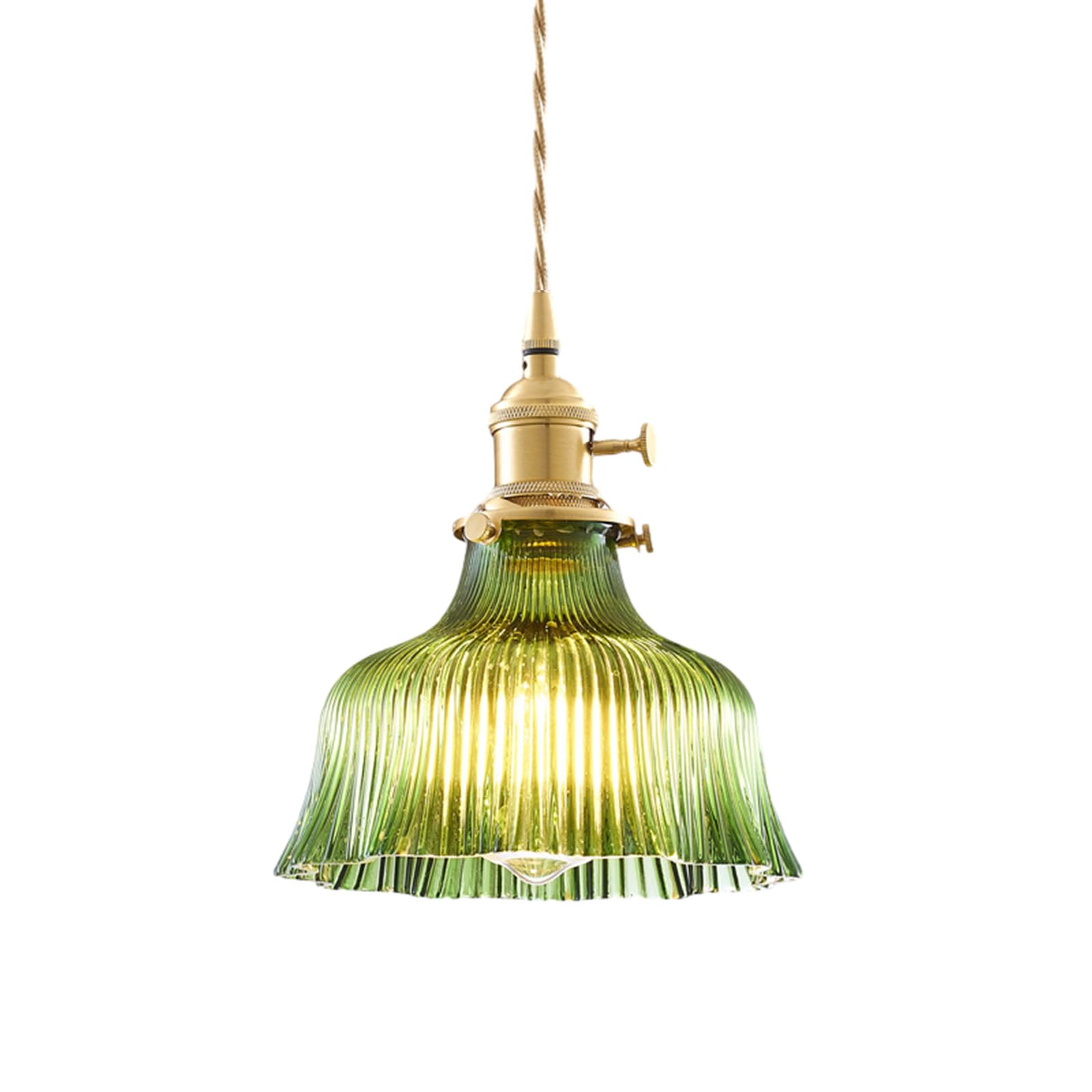 ZTTECH Vintage Glass Pendant Light Retro Hanging Lamp E27 Brass Fixture for Kitchen Island Dining Room Living Room Bar Cafe Bedroom (Green,18cm) — image 1