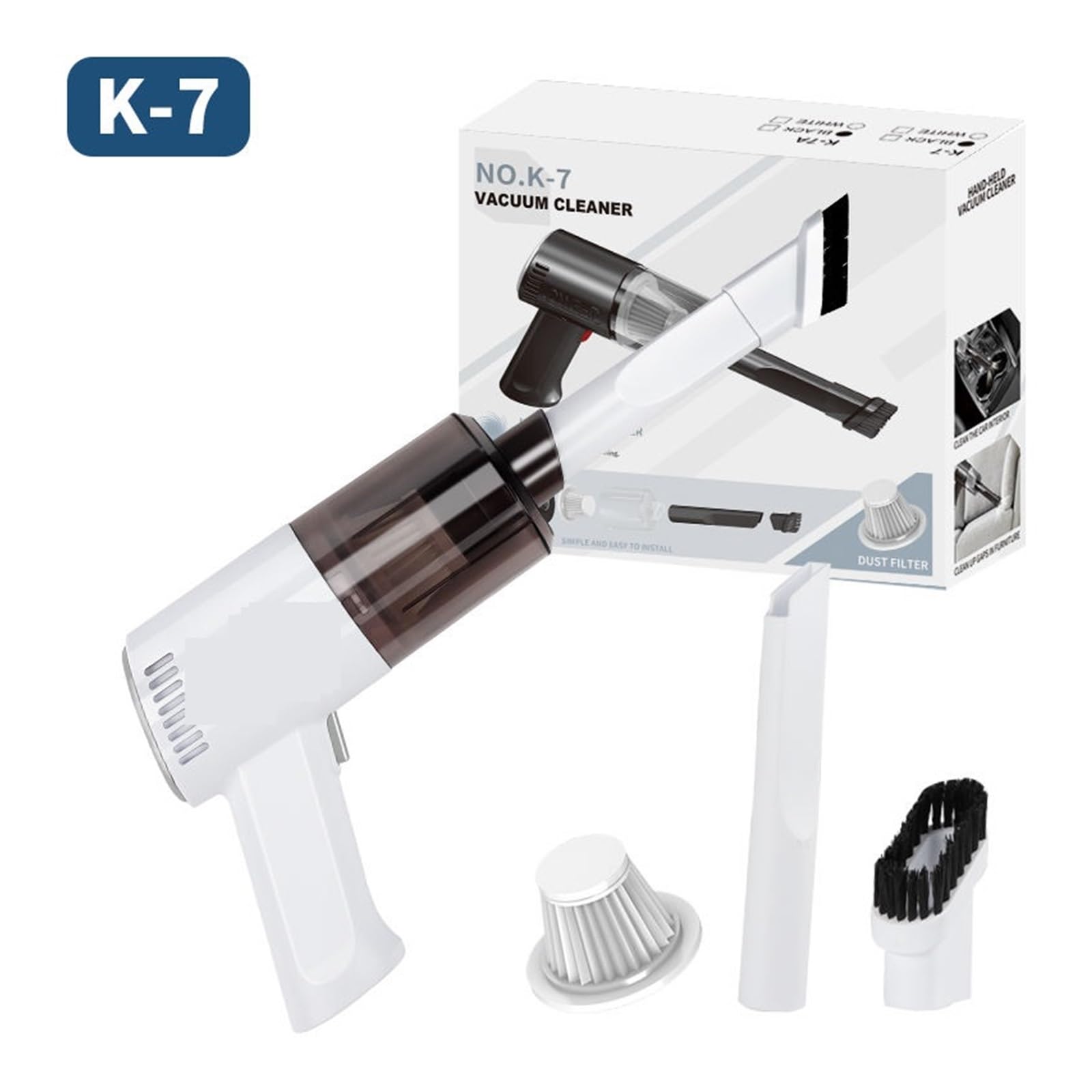 Odkurzacze Ręczne Ręczny Przenośny Odkurzacz Samochodowy Vaccum 120w 12v Samochodowy Mini Odkurzacz Samochodowy Bezprzewodowy(White-wireless)