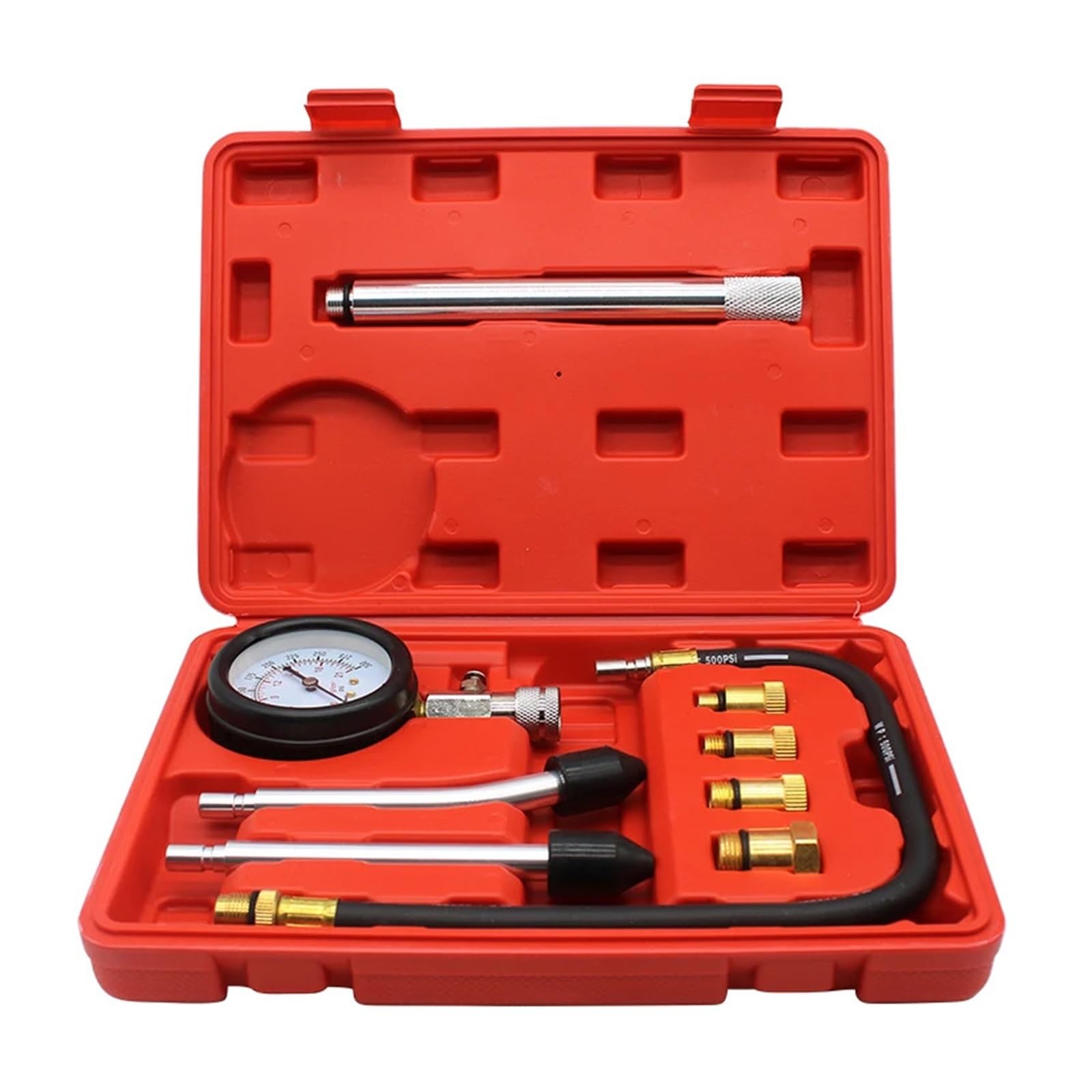 Kit Tester for Manometro di Compressione del Cilindro del Motore A Benzina for Auto E Moto A Doppio Scopo per Auto, Moto, Camion(9pcs Set)