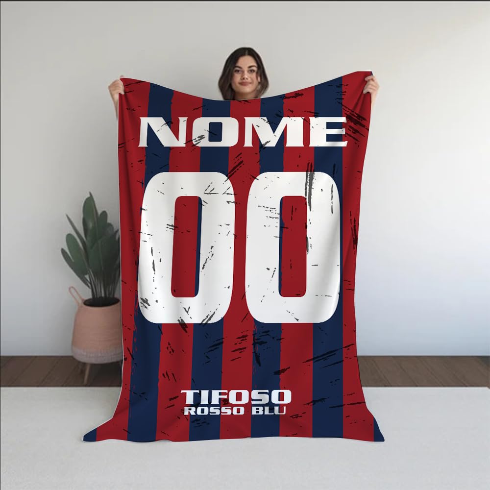 love print Coperta In Pile Tifoso Bologna Misura (130x180) (100x150) Personalizzato con Nome e Numero (130x180)