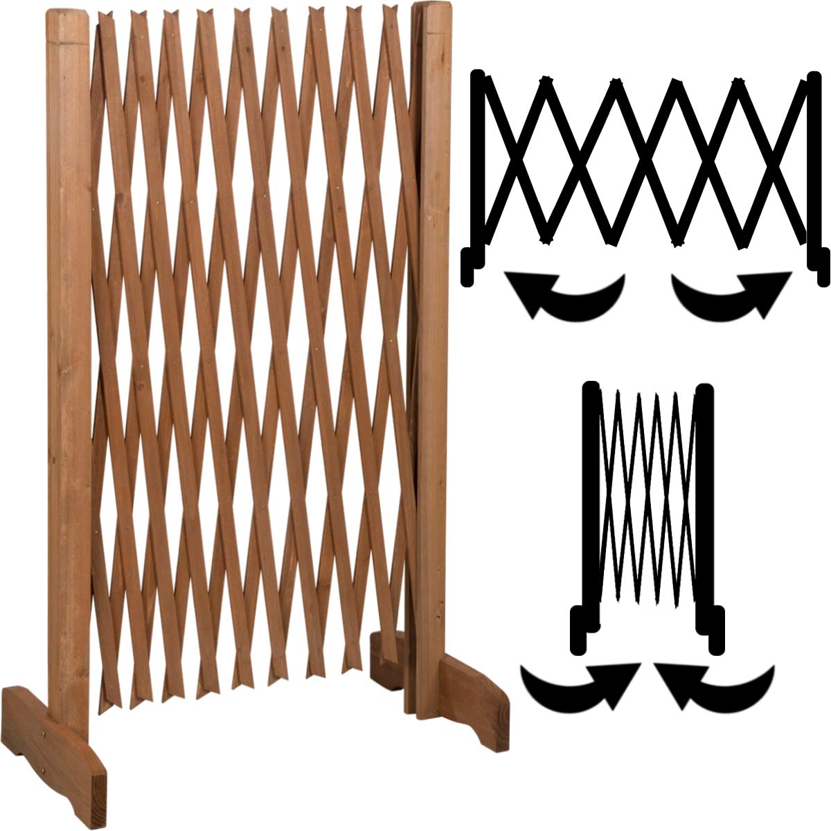 Hunde Absperrgitter in der Breite verstellbar Scherengitter Türgitter Holz Schutzgitter 30-117 cm breit freistehend