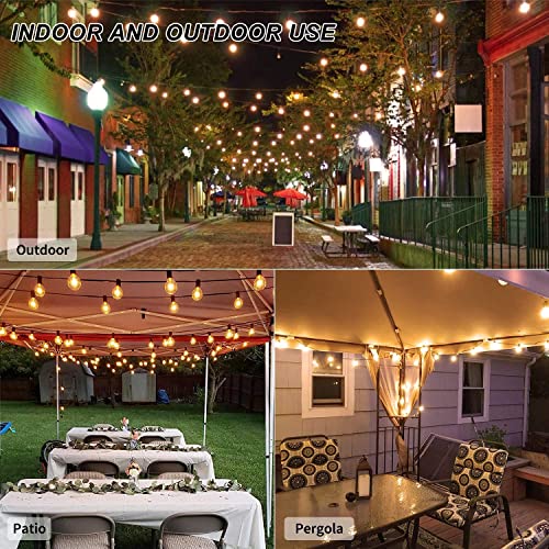 50 Feet Patio String Lights With 53 Edison Globe Bulbs, Ul Listed For Indoor Outdoor Use, E12 Socket Base, Connectable Lights For Porch Deck Gazebos Balcony Wedding Gathering Parties Decor, Black #TOP6
