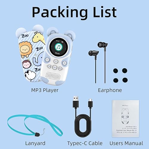 Miniatura 7 de Lindo reproductor MP3 Panda para niños, reproductor de música portátil de dibujos animados de 32 GB, reproductor de MP3 para niños con Bluetooth,