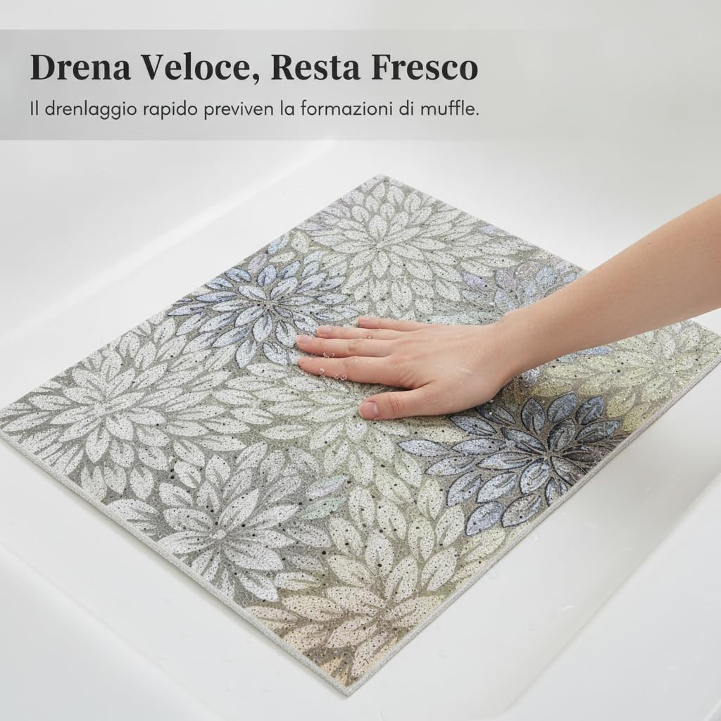 Tappetino da Bagno in PVC Antiscivolo, 80x120cm (Anello cavo) | Pellicola protettiva, Tappetino Floreale, Decorazione interna, Per appassionati di fiori