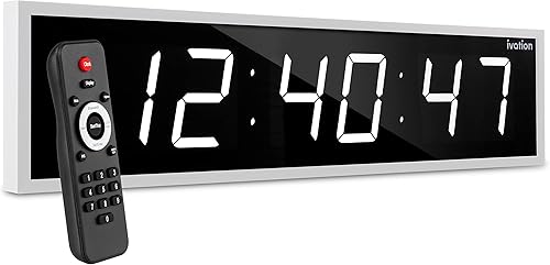Ivation Reloj LED digital grande de 36 pulgadas | Reloj digital grande con pantalla multifunción – cronómetro, temporizador, alarmas, temperatura y