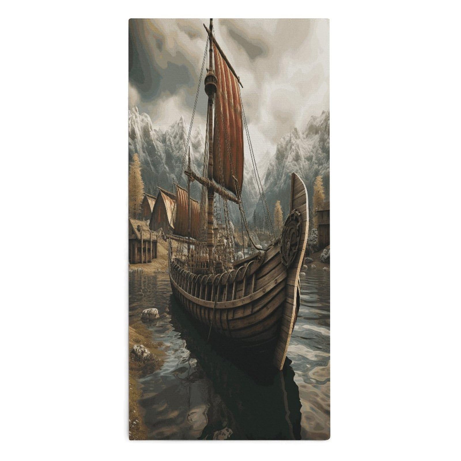 YUXBVKRS Old Viking Boat Hand Towels for Bathroom 14x29 Inch