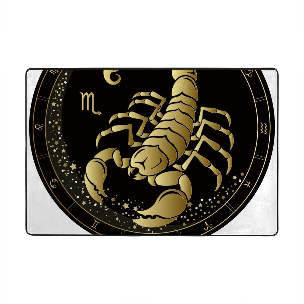 Tapis Scorpion zodiaque cercle doré pour grand salon et chambre moderne