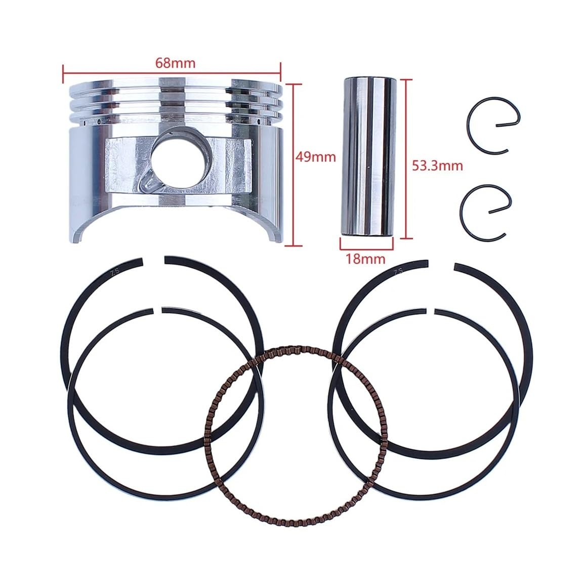 Kit completo de juntas de pistón y biela de 68 mm for motor GX160 de 6,5 HP, repuestos for cortacésped.(1)