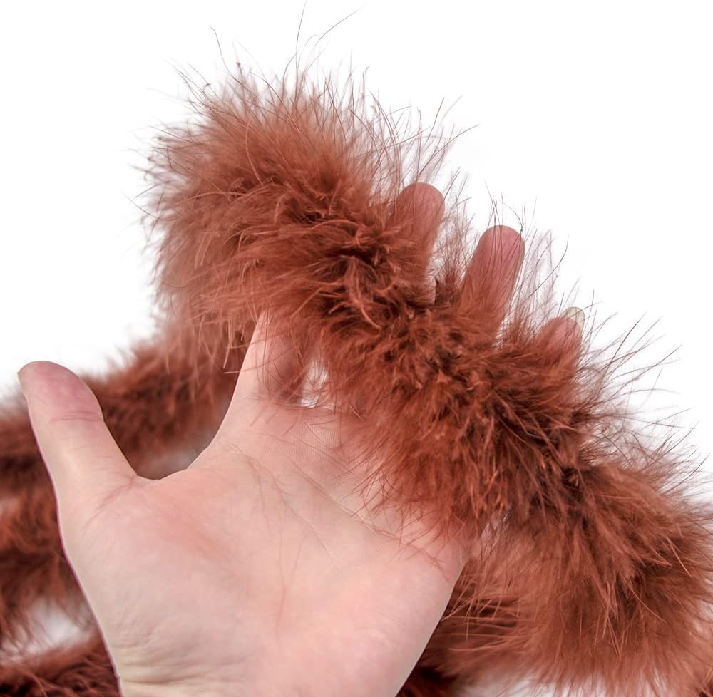 2 Yards 20g Coffee Fluffy Marabou Feather Boa for DIY Craft Sewing Trim Home Wedding Party Christmas Decoration