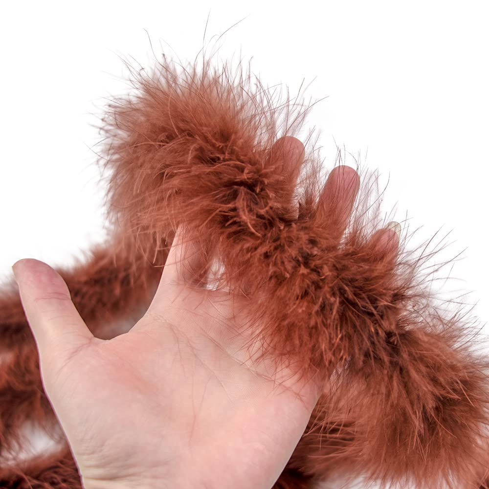 2 Yards 20G Fluffy Marabou Coffee Feather Boa for DIY Craft Sewing Trim Home Wedding Party Christmas Decoration - Image 4