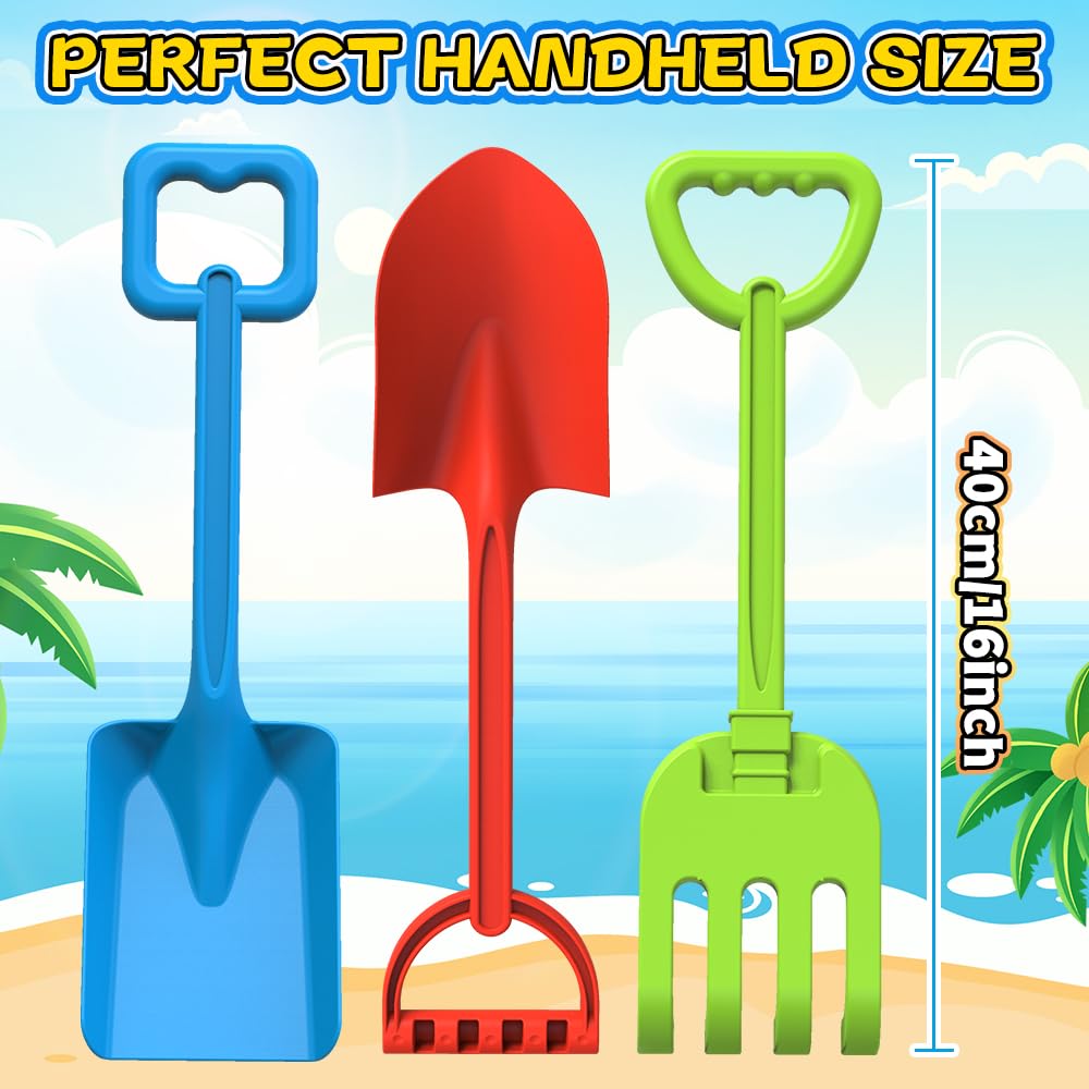 Jumbo Beach Shovels Spade Toys Set for Kids 16" Long Sturdy Handle ABS Plastic Sand Scoop - Image 2